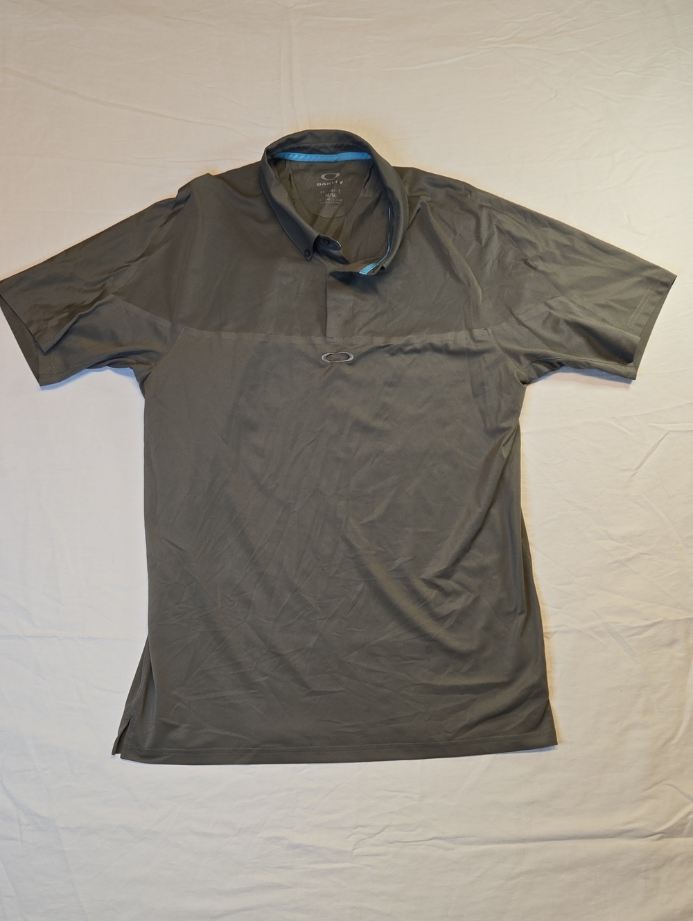 Oakley Hydrolix Men's Grey 1/4 Button Down Embroidered Short Sleeve Polo Shirt